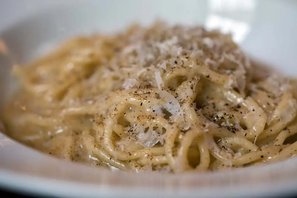 Spaghetti alla Carbonara, a classic Italian pasta dish served at Bella Italia